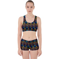 Peacock Feathers Bird Plumage Work It Out Sports Bra Set by Nexatart