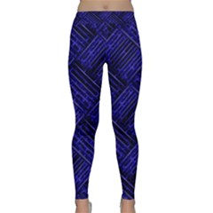 Cobalt Blue Weave Texture Classic Yoga Leggings by Nexatart