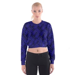Cobalt Blue Weave Texture Cropped Sweatshirt by Nexatart