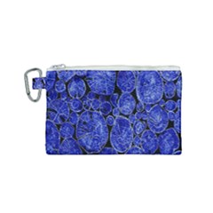 Neon Abstract Cobalt Blue Wood Canvas Cosmetic Bag (small)