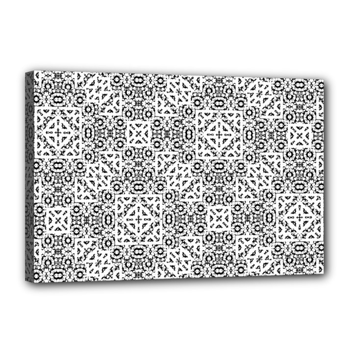 Black And White Oriental Ornate Canvas 18  x 12 