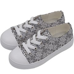 Black And White Oriental Ornate Kids  Low Top Canvas Sneakers by dflcprints