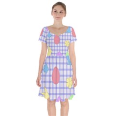 Easter Patches  Short Sleeve Bardot Dress by Valentinaart
