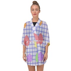 Easter Patches  Half Sleeve Chiffon Kimono by Valentinaart