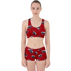 Rhino Pattern Work It Out Sports Bra Set by Valentinaart