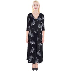 Rabbit Pattern Quarter Sleeve Wrap Maxi Dress