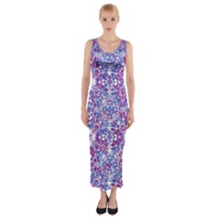 Cracked Oriental Ornate Pattern Fitted Maxi Dress by dflcprints