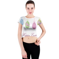 Easter Eggs Crew Neck Crop Top by Valentinaart