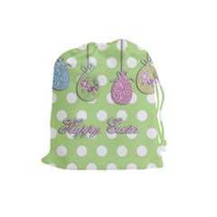 Easter Eggs Drawstring Pouches (large)  by Valentinaart