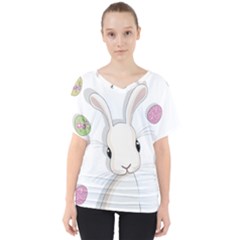 Easter Bunny  V-neck Dolman Drape Top by Valentinaart