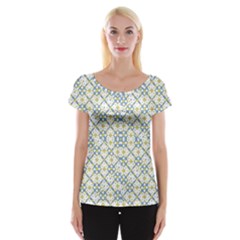 Vivid Check Geometric Pattern Cap Sleeve Tops by dflcprints