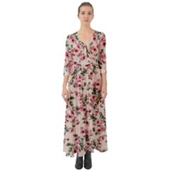 Roses  Button Up Boho Maxi Dress by CasaDiModa