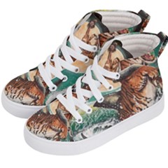 Tiger Shark Kid s Hi-top Skate Sneakers by redmaidenart