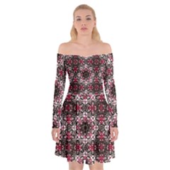 Oriental Ornate Pattern Off Shoulder Skater Dress by dflcprints