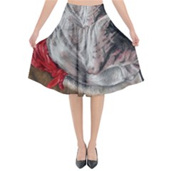 Dog Portrait Flared Midi Skirt