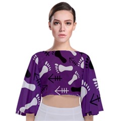 Purple Tie Back Butterfly Sleeve Chiffon Top by HASHHAB