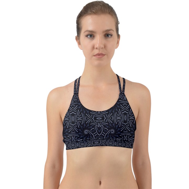 Dark Ethnic Sharp Pattern Back Web Sports Bra