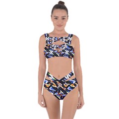 Multicolor Geometric Abstract Pattern Bandaged Up Bikini Set  by dflcprints