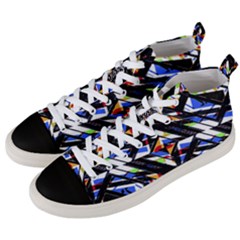 Multicolor Geometric Abstract Pattern Men s Mid-top Canvas Sneakers by dflcprints