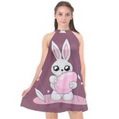 Easter Bunny  Halter Neckline Chiffon Dress  by Valentinaart