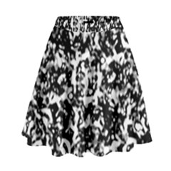 Black And White Abstract Texture High Waist Skirt by dflcprints