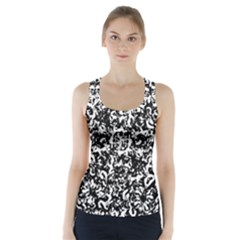 Black And White Abstract Texture Racer Back Sports Top by dflcprints