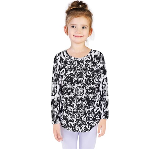 Black And White Abstract Texture Kids  Long Sleeve Tee by dflcprints