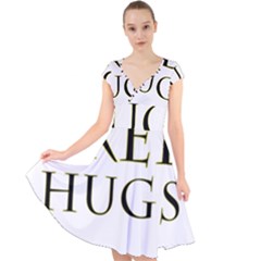 Freehugs Cap Sleeve Front Wrap Midi Dress