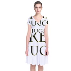 Freehugs Short Sleeve Front Wrap Dress