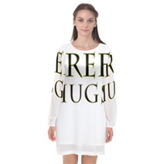 Freehugs Long Sleeve Chiffon Shift Dress 