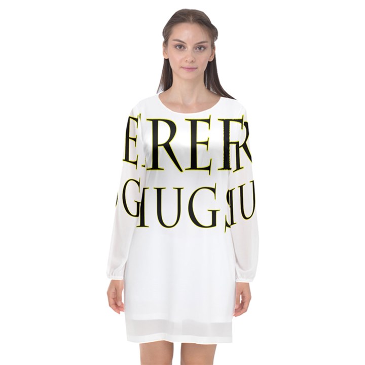 Freehugs Long Sleeve Chiffon Shift Dress 