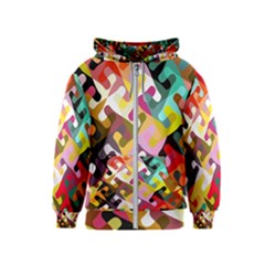 Colorful Shapes                               Kids Zipper Hoodie by LalyLauraFLM