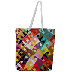 Colorful Shapes                           Full Print Rope Handle Tote (large) by LalyLauraFLM