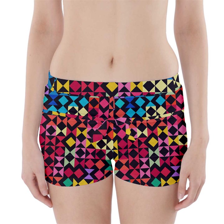 Colorful rhombus and triangles                                 Boyleg Bikini Wrap Bottoms