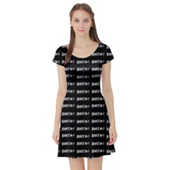 Bored Comic Style Word Pattern Short Sleeve Skater Dress by dflcprints