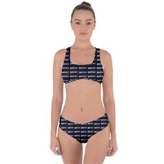 Bored Comic Style Word Pattern Criss Cross Bikini Set by dflcprints