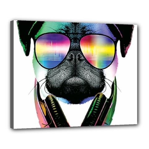 Dj Pug Cool Dog Canvas 20  X 16  by alexamerch