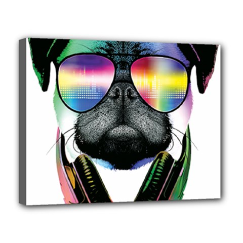 Dj Pug Cool Dog Canvas 14  X 11  by alexamerch