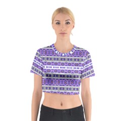 Vintage Striped Ornate Pattern Cotton Crop Top by dflcprints