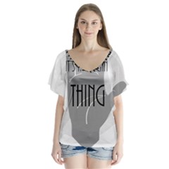 Vulcan Thing V-neck Flutter Sleeve Top by Howtobead