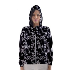 Dark Orquideas Floral Pattern Print Hooded Wind Breaker (women) by dflcprints