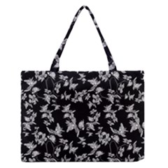 Dark Orquideas Floral Pattern Print Zipper Medium Tote Bag by dflcprints