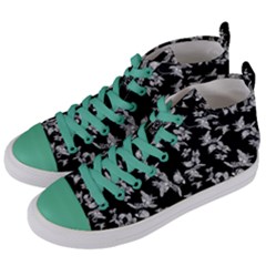 Dark Orquideas Floral Pattern Print Women s Mid-top Canvas Sneakers by dflcprints