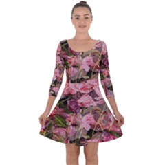 Floral Roses Quarter Sleeve Skater Dress by CasaDiModa