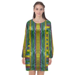 Summer Night After The Rain Decorative Long Sleeve Chiffon Shift Dress  by pepitasart