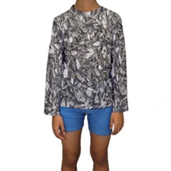 Black And White Leaves Pattern Kids  Long Sleeve Swimwear by dflcprints