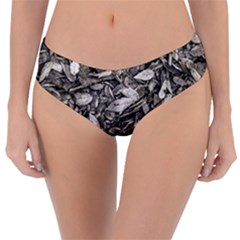 Black And White Leaves Pattern Reversible Classic Bikini Bottoms by dflcprints