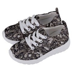 Black And White Leaves Pattern Kids  Lightweight Sports Shoes