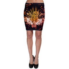 Cute Little Tiger With Flowers Bodycon Skirt by FantasyWorld7