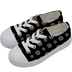 Dark Stylized Floral Pattern Kids  Low Top Canvas Sneakers by dflcprints